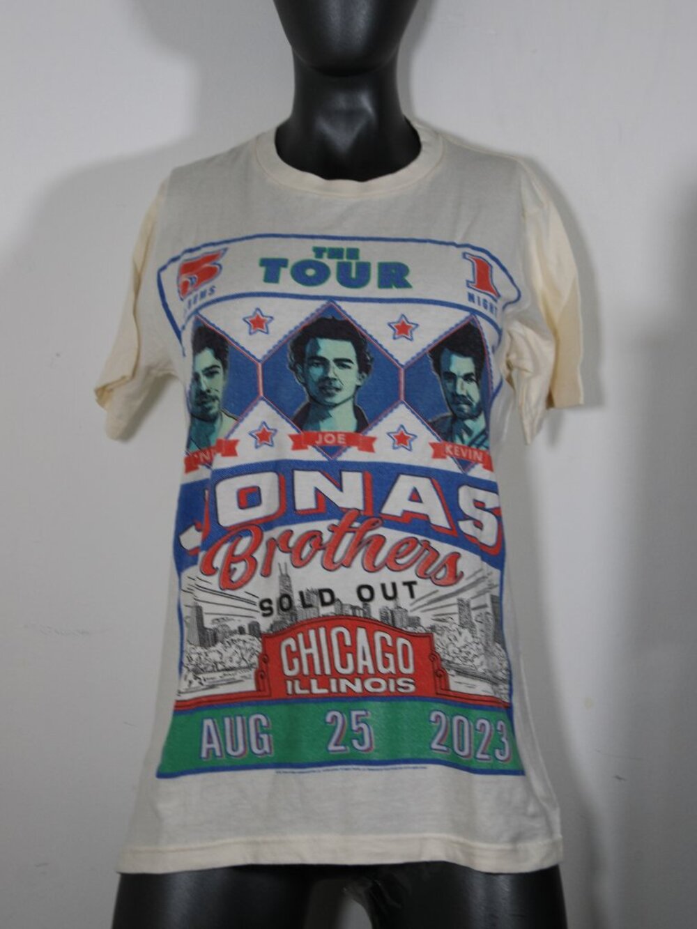 Official Jonas Brothers "The Tour" Chicago Wrigley Field Tee - Cream